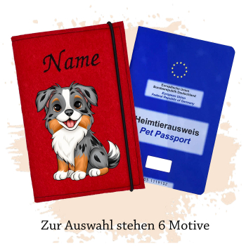 Impfpasshülle für die Hunderasse Border Collie blue merle tan
